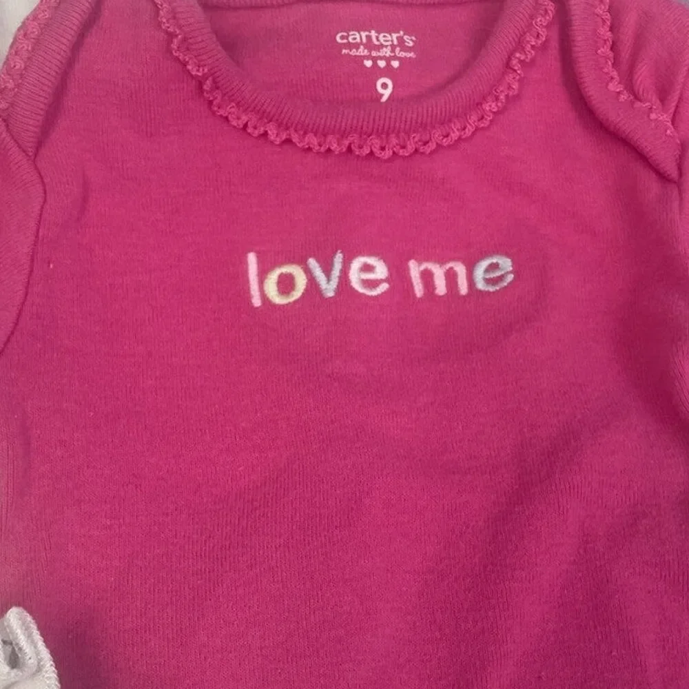 Lot of 8 Carter's Baby Girls 9 Mos Short Sleeve One Piece Outfits Tops Clothing